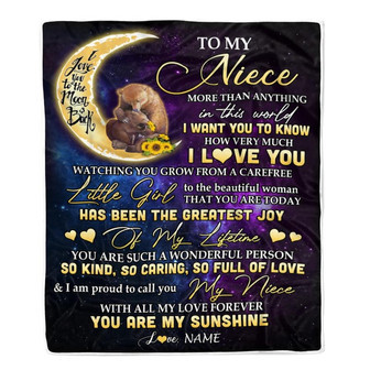 Personalized To My Niece Blanket From Aunt Auntie Uncle Positive Energy Encourage Brave Little Bear Birthday Christmas Customized Fleece Blanket - Thegiftio UK