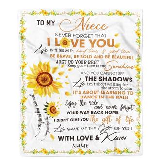 Personalized To My Niece Blanket From Aunt Auntie Uncle I Love You White Sunflower Niece Birthday Christmas Thanksgiving Graduation Customized Fleece Blanket - Thegiftio UK