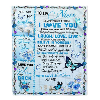Personalized To My Niece Blanket From Aunt Auntie Uncle Bufterfly Never Forget That I Love You Niece Birthday Christmas Customized Bed Fleece Throw Blanket - Thegiftio UK