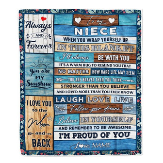Personalized To My Niece Blanket From Aunt Auntie Uncle Believe in Yourself Wood Niece Birthday Graduation Christmas Customized Bed Quilt Fleece Throw Blanket - Thegiftio