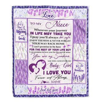 Personalized To My Niece Blanket From Aunt Auntie Uncle Love You Are My Sunshine Flower Purple Niece Birthday Christmas Graduation Customized Fleece Blanket - Thegiftio UK