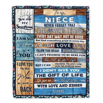 Personalized To My Niece Blanket From Aunt Auntie Uncle I Love You Wood Niece Birthday Christmas Thanksgiving Graduation Customized Fleece Blanket - Thegiftio UK