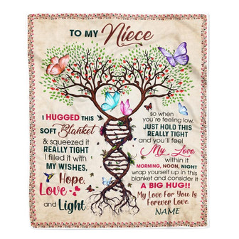 Personalized to My Niece Blanket from Aunt Auntie Uncle My Love Within It Morning Noon Night Butterfly Tree Niece Birthday Christmas Customized Fleece Blanket - Thegiftio UK