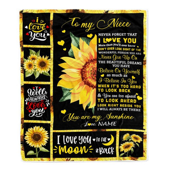 Personalized To My Niece Blanket From Aunt Auntie Uncle Never Forget I Love You Sunflower Niece Birthday Graduation Christmas Customized Fleece Throw Blanket - Thegiftio UK
