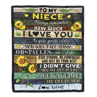 Personalized To My Niece Blanket From Aunt Uncle Always Remember How Much I Love You Wood Sunflower Niece Birthday Christmas Customized Fleece Blanket - Thegiftio