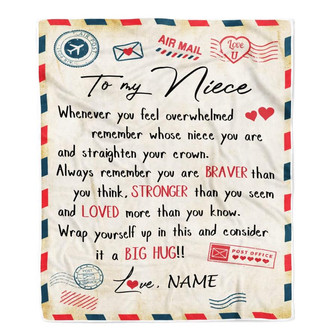 Personalized To My Niece Blanket From Aunt Uncle Auntie Mail Letter Niece Birthday Graduation Christmas Customized Fleece Blanket - Thegiftio UK