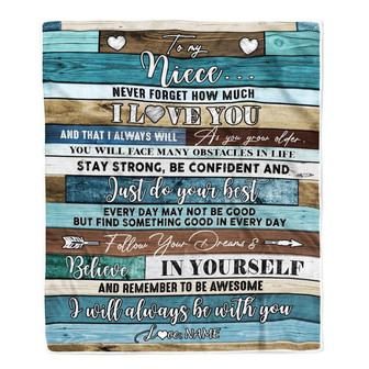 Personalized To My Niece Blanket From Aunt Uncle Auntie Wood Never Forget I Love You Niece Birthday Graduation Christmas Customized Bed Fleece Throw Blanket - Thegiftio