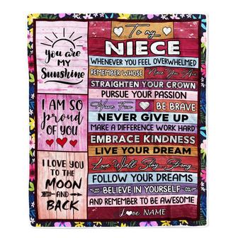 Personalized To My Niece Blanket From Aunt Uncle Believe In Yourself Awesome Pink Wood Niece Birthday Graduation Christmas Customized Fleece Blanket - Thegiftio UK
