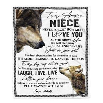 Personalized To My Niece Blanket From Aunt Uncle Just Do You Best Laugh Love Live Wolf Niece Birthday Graduation Christmas Customized Bed Fleece Throw Blanket - Thegiftio UK