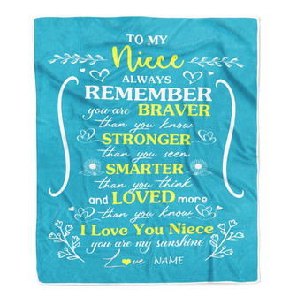 Personalized To My Niece Blanket From Aunt Uncle Mother Teal I Love You Niece Birthday Christmas Gift Customized Bed Quilt Fleece Throw Blanket - Thegiftio UK