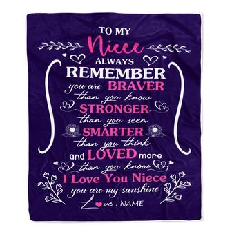 Personalized To My Niece Blanket From Aunt Uncle Mother Purple I Love You Niece Birthday Christmas Gift Customized Bed Quilt Fleece Throw Blanket - Thegiftio UK