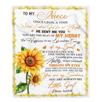 Personalized To My Niece Blanket From Aunt Uncle Once Upon A Time When I Asked God For An Angel Sunflower Niece Birthday Christmas Customized Fleece Blanket - Thegiftio UK