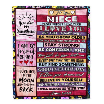 Personalized To My Niece Blanket From Aunt Uncle Titi Proud Of You I Love You Wood Niece Birthday Thanksgiving Christmas Customized Fleece Blanket - Thegiftio UK