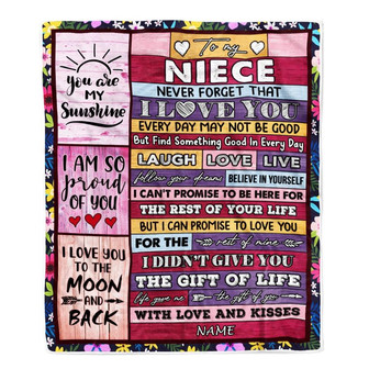 Personalized to My Niece Blanket from Aunt Uncle Titi Wood Laugh Love Live Believe Niece Birthday Thanksgiving Christmas Customized Fleece Blanket - Thegiftio UK