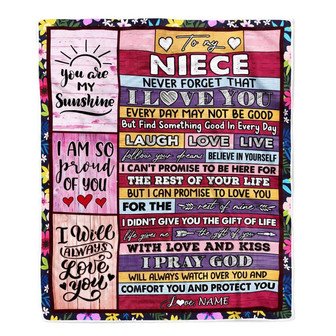 Personalized To My Niece Blanket From Aunt Uncle Wood You Are My Sunshine I Love You Niece Birthday Graduation Christmas Customized Bed Fleece Throw Blanket - Thegiftio
