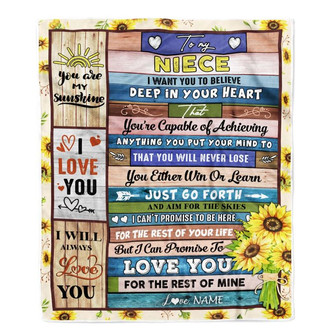 Personalized To My Niece Blanket From Uncle Aunt Believe Deep In Your Heart Daughter Niece Birthday Graduation Christmas Customized Bed Fleece Throw Blanket - Thegiftio