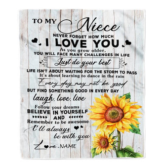 Personalized To My Niece Blanket From Uncle Aunt Sunflower Wood Laugh Love Live Niece Birthday Graduation Christmas Customized Bed Quilt Fleece Throw Blanket - Thegiftio UK