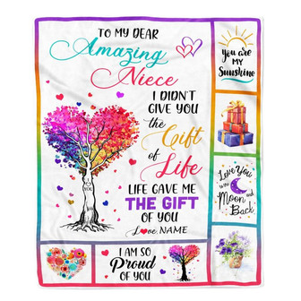 Personalized To My Niece Blanket From Uncle Aunt Tree Colorful Life Gave Me The Gift Of You Niece Birthday Christmas Customized Bed Quilt Fleece Throw Blanket - Thegiftio UK