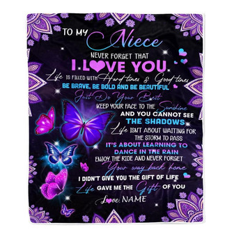 Personalized To My Niece I Love You From Aunt Auntie Uncle Butterfly Niece Birthday Christmas Thanksgiving Graduation Customized Fleece Blanket - Thegiftio UK