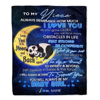 Personalized To My Niece I Love You Forever From Aunt Auntie Uncle Panda Niece Birthday Christmas Thanksgiving Graduation Customized Fleece Blanket - Thegiftio UK