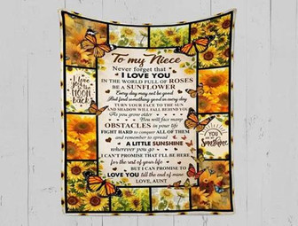 Personalized To My Niece Sunflower Fleece Blanket From Aunt A Little Sunshine Wherever You Go Great - Thegiftio UK