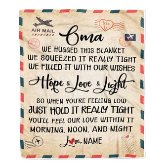 Personalized Oma Blanket From Grandkids We Hugged This Blanket Mail Letter Oma Birthday Mothers Day Christmas Customized Fleece Blanket - Thegiftio UK