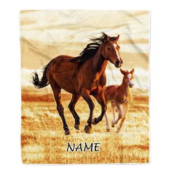 Personalized Running Horse Blanket Custom Name Equestrian Sport For Horse Boy Girl Men Women Birthday Christmas Customized Fleece Blanket - Thegiftio UK