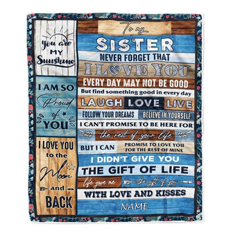 Personalized To My Sister Blanket From Brother Sister I Love You Wood Sister Birthday Christmas Thanksgiving Graduation Customized Fleece Blanket - Thegiftio UK
