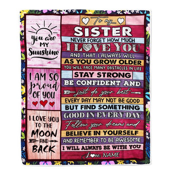 Personalized To My Sister Blanket From Sister Brother Proud Of You I Love You Wood Sister Birthday Thanksgiving Christmas Customized Fleece Throw Blanket - Thegiftio UK
