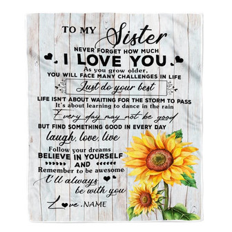 Personalized To My Sister Blanket From Brother Sunflower Wood Laugh Love Live Sister Birthday Graduation Christmas Customized Bed Quilt Fleece Throw Blanket - Thegiftio UK