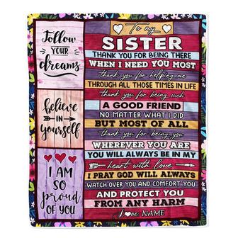 Personalized To My Sister Blanket from Brother You Will Always Be In My Heart Sister Birthday Thanksgiving Christmas Customized Fleece Throw Blanket - Thegiftio UK