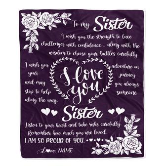 Personalized To My Sister Blanket From Brother I Wish You The Strength Daughter Birthday Graduation Christmas Customized Bed Fleece Throw Blanket - Thegiftio UK