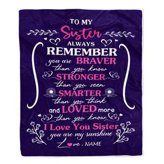 Personalized To My Sister Blanket From Sister Purple I Love You Sister Birthday Christmas Gift Customized Bed Quilt Fleece Throw Blanket - Thegiftio UK
