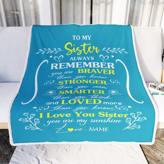 Personalized To My Sister Blanket Teal I Love You Sister Birthday Christmas Gift Customized Fleece Throw Blanket - Thegiftio UK