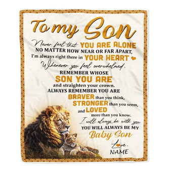 Personalized to My Son Blanket From Dad Lion Never Feel That You are Alone Great Son Birthday Graduation Christmas Gift Bed Quilt Fleece Throw Blanket - Thegiftio UK