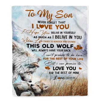 Personalized To My Son Blanket From Mom Dad Never Forget That I Love You Wolf Son Birthday Graduation Christmas Customized Bed Fleece Throw Blanket - Thegiftio UK