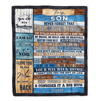 Personalized To My Son Blanket From Mom And Dad Never Forget That I Love You Wood Son Birthday Thanksgiving Christmas Customized Fleece Throw Blanket - Thegiftio UK