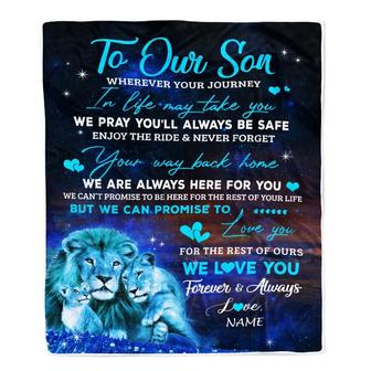 Personalized To My Son Blanket From Mom And Dad We Love You Forever And Always Lion Son Birthday Thanksgiving Christmas Customized Fleece Throw Blanket - Thegiftio UK