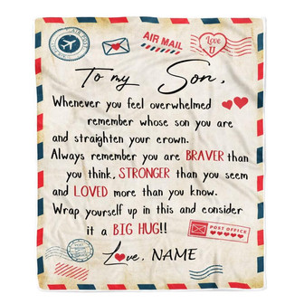 Personalized To My Son Blanket from Mom And Dad Mail Letter Son Birthday Graduation Christmas Customized Fleece Blanket - Thegiftio UK