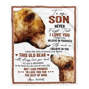 Personalized To My Son Blanket From Mom Dad Mother Never Forget That I Love You Bear Son Birthday Graduation Christmas Customized Bed Fleece Throw Blanket - Thegiftio UK