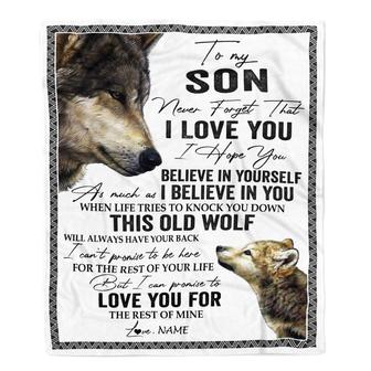 Personalized To My Son Blanket From Mom Dad This Old Wolf Love You Son Birthday Graduation Christmas Customized Fleece Blanket - Thegiftio UK