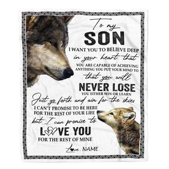 Personalized To My Son Blanket From Mom Dad You Will Never Lose Wolf Son Birthday Graduation Christmas Customized Bed Quilt Fleece Throw Blanket - Thegiftio UK