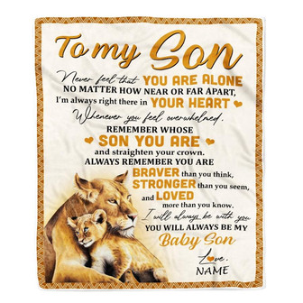 Personalized to My Son Blanket from Mom Lion Never Feel That You are Alone Great Son Birthday Graduation Christmas Gift Bed Quilt Fleece Throw Blanket - Thegiftio UK