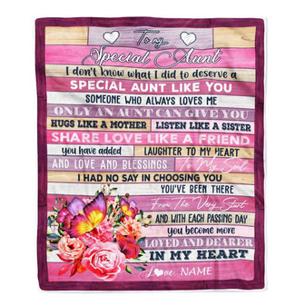 Personalized To My Special Aunt Blanket From Niece Nephew Flower Butterfly Special Aunt Like A Friend Aunt Birthday Christmas Customized Fleece Throw Blanket - Thegiftio