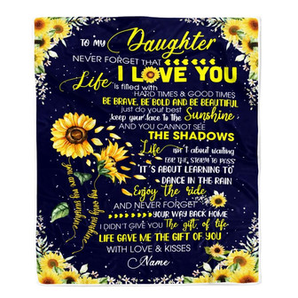 Personalized Sunflower to My Daughter from Mom Dad Blanket Never Forget That I Love You Customized For Birthday Christmas Fleece Blanket - Thegiftio UK