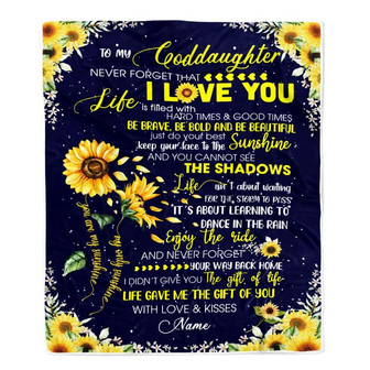 Personalized Sunflower to My Goddaughter from Godmother Godfather Blanket Never Forget That I Love You Goddaughter Birthday Christmas Customized Fleece Blanket - Thegiftio