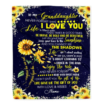 Personalized Sunflower to My Granddaughter from Grandma Grandpa Blanket Never Forget That I Love You Customized For Birthday Christmas Fleece Blanket - Thegiftio UK