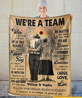 Personalized We Are A Team Blanket, Old Couple Husband and Wife Blanket - Thegiftio UK