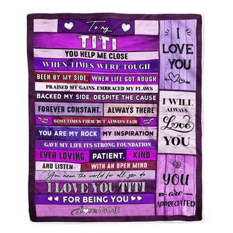 Personalized To My Titi Blanket From Niece Nephew Wood You Help Me Close I Love You Titi Mothers Day Thanksgiving Christmas Customized Fleece Throw Blanket - Thegiftio UK