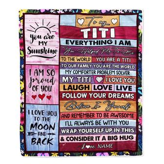 Personalized To My Titi Blanket From Niece Nephew Wood Everything I Am You Helped Me To Be Titi Birthday Mothers Day Christmas Fleece Blanket - Thegiftio UK